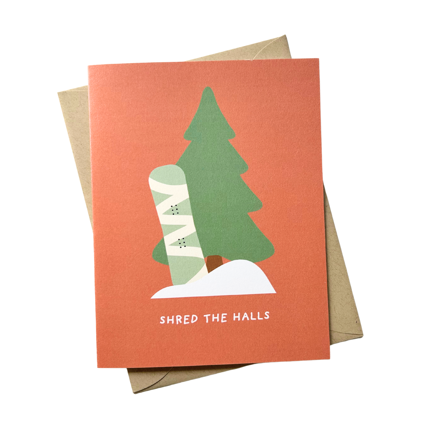 Shred the Halls Christmas Card – Funny Snowboard-Themed Holiday Greeting