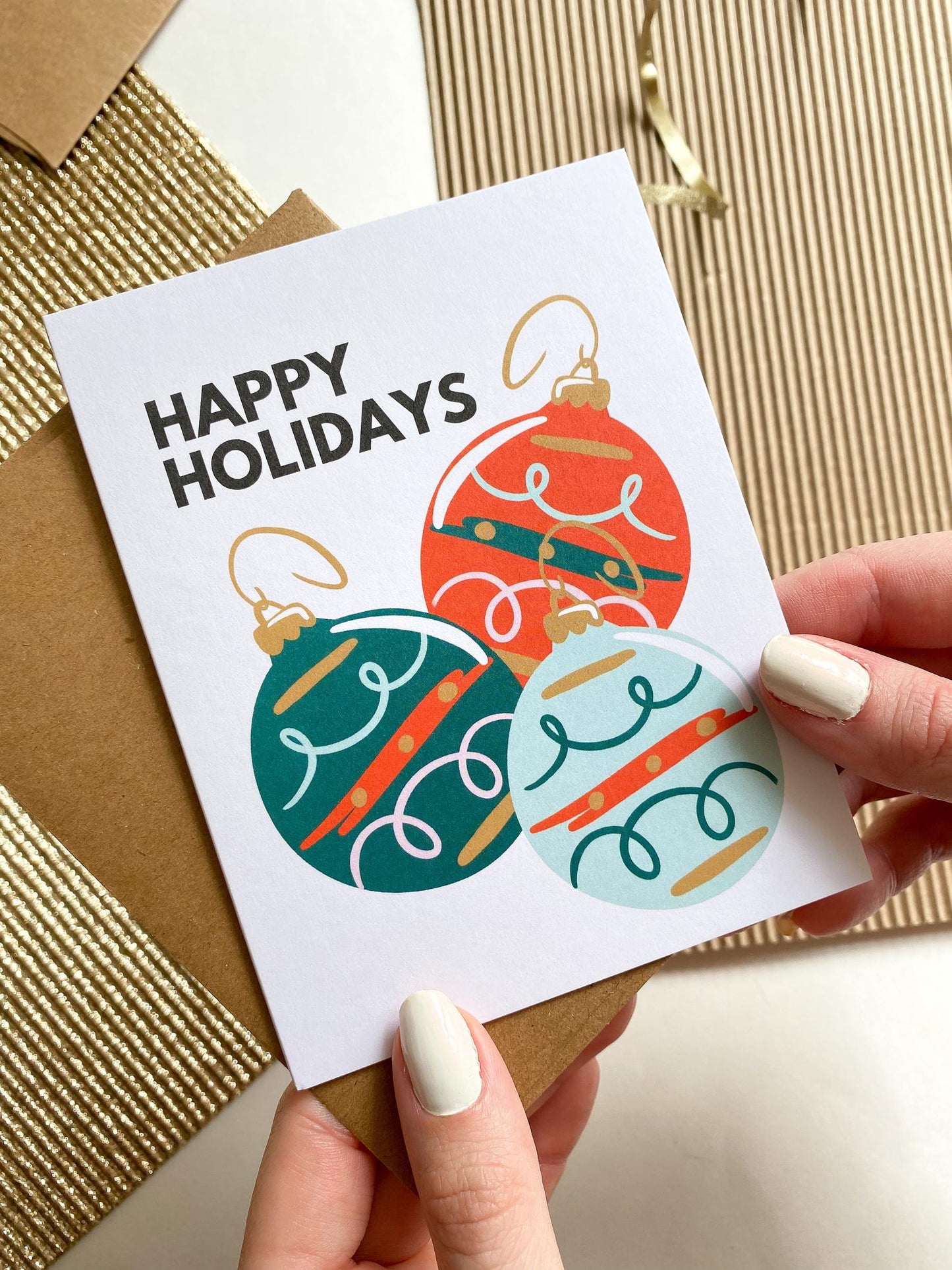 Happy Holidays Christmas Ornaments Holiday Card image 0
