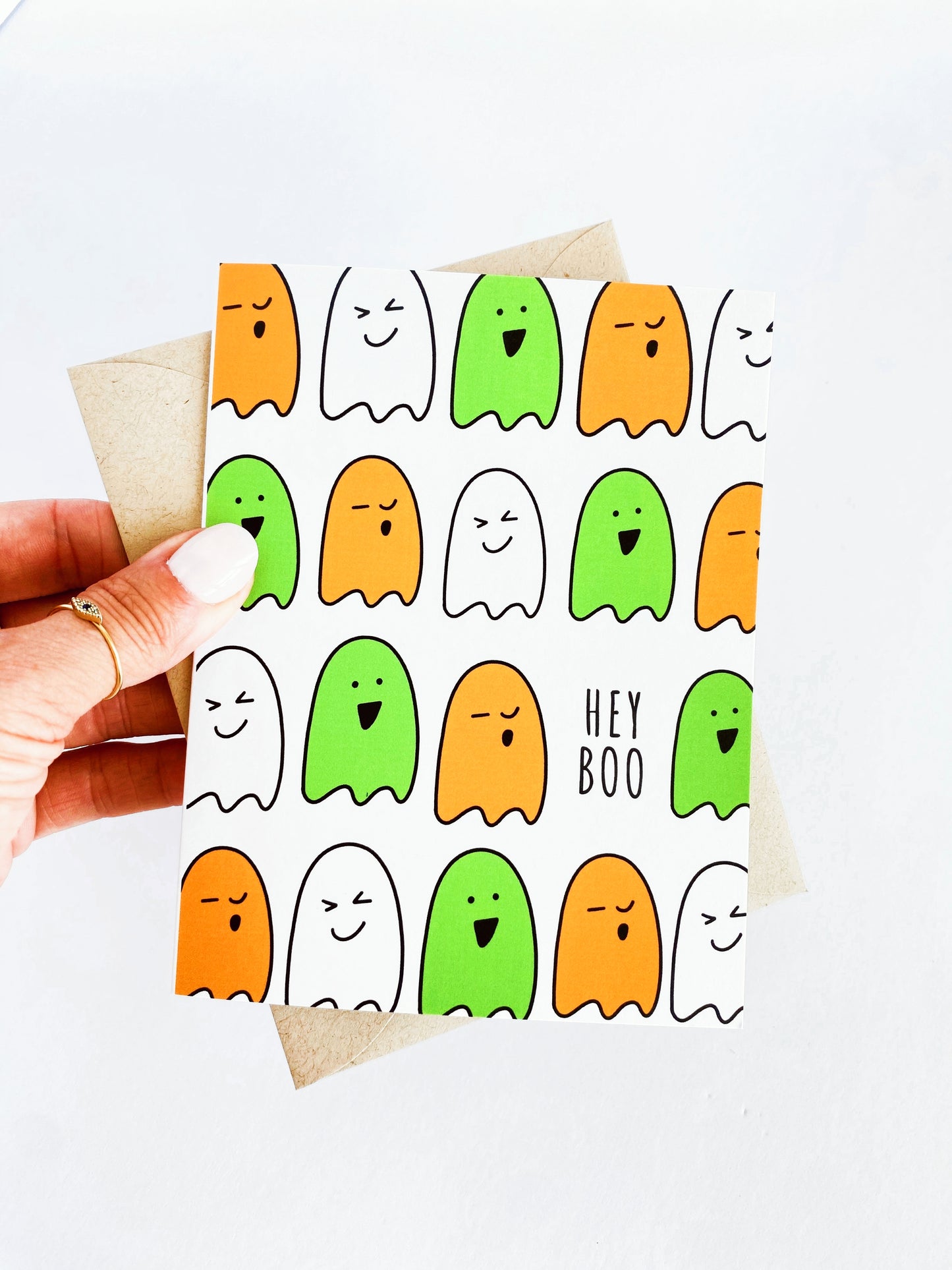 Hey Boo Halloween Card, Funny, Cute, Friend, Ghost Card image 0