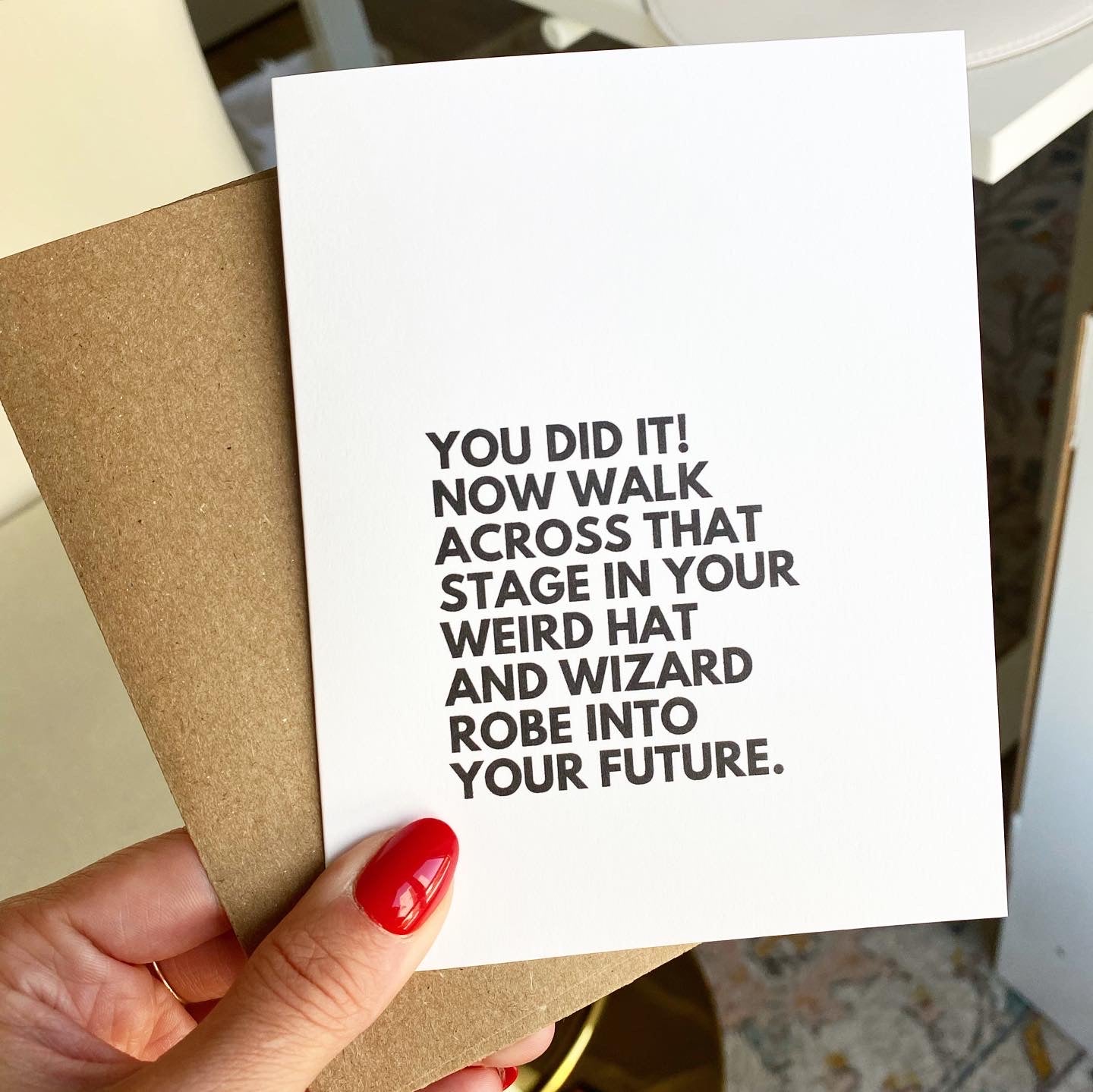 Weird Hat and Wizard Robe Funny Graduation Card image 0