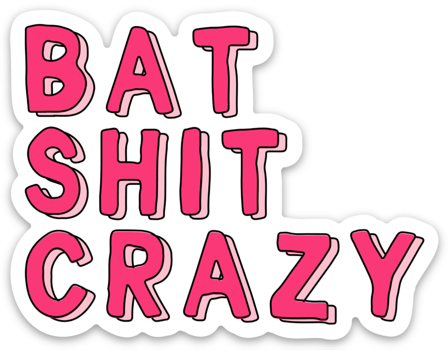 Bat Shit Crazy Funny Laptop Waterbottle Vinyl Sticker image 4