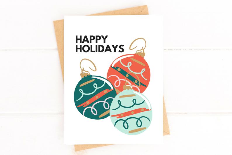 Happy Holidays Christmas Ornaments Holiday Card image 1