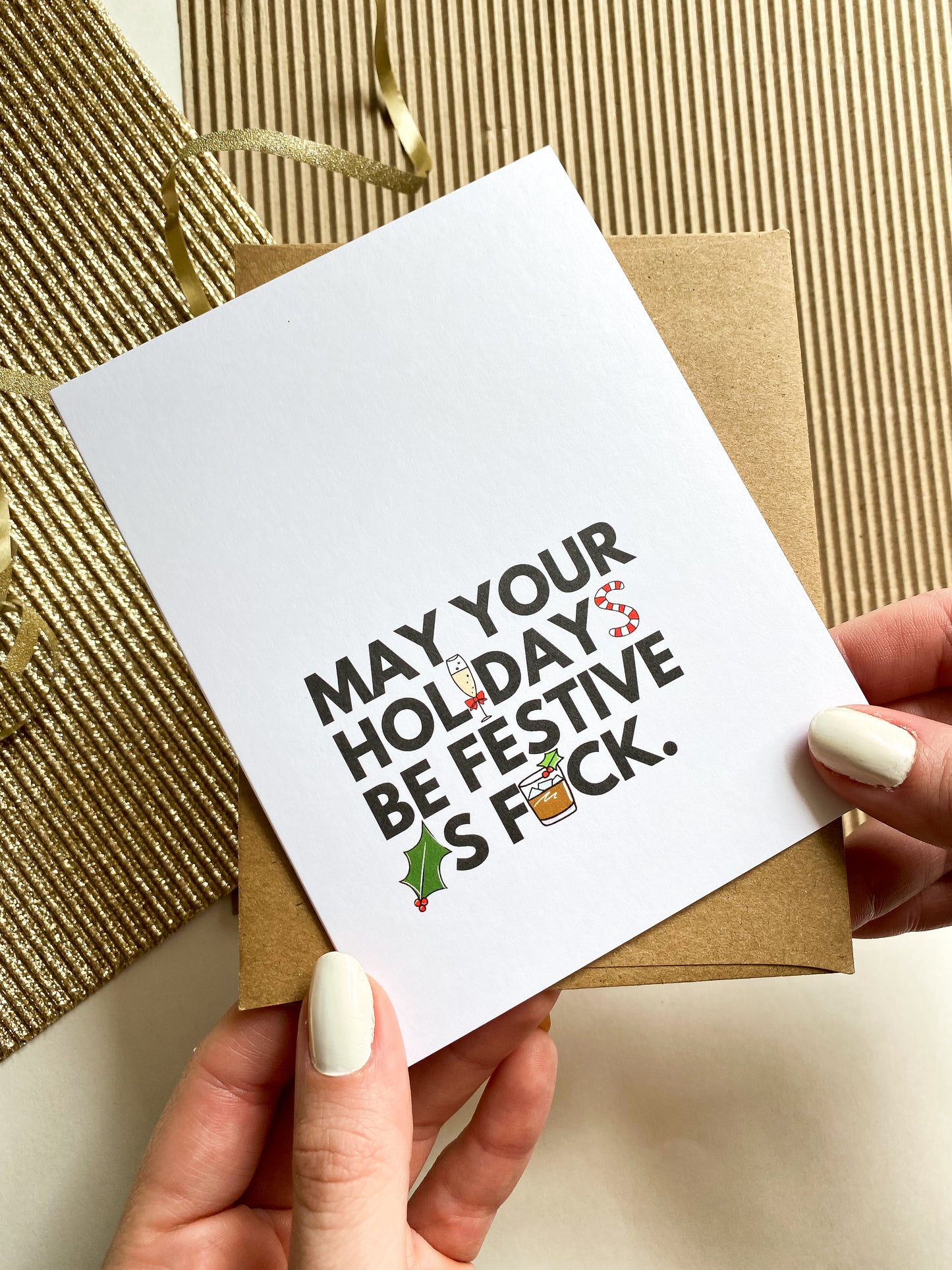 May Your Holidays Be Festive AF Funny Holiday Card Christmas Card image 0