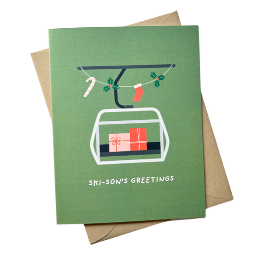 Ski-sons Greetings Christmas Card – Funny Ski-Themed Holiday Greeting