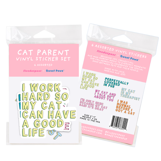 Cat Parent Vinyl Sticker Pack – Set of 6 Pet Owner Stickers