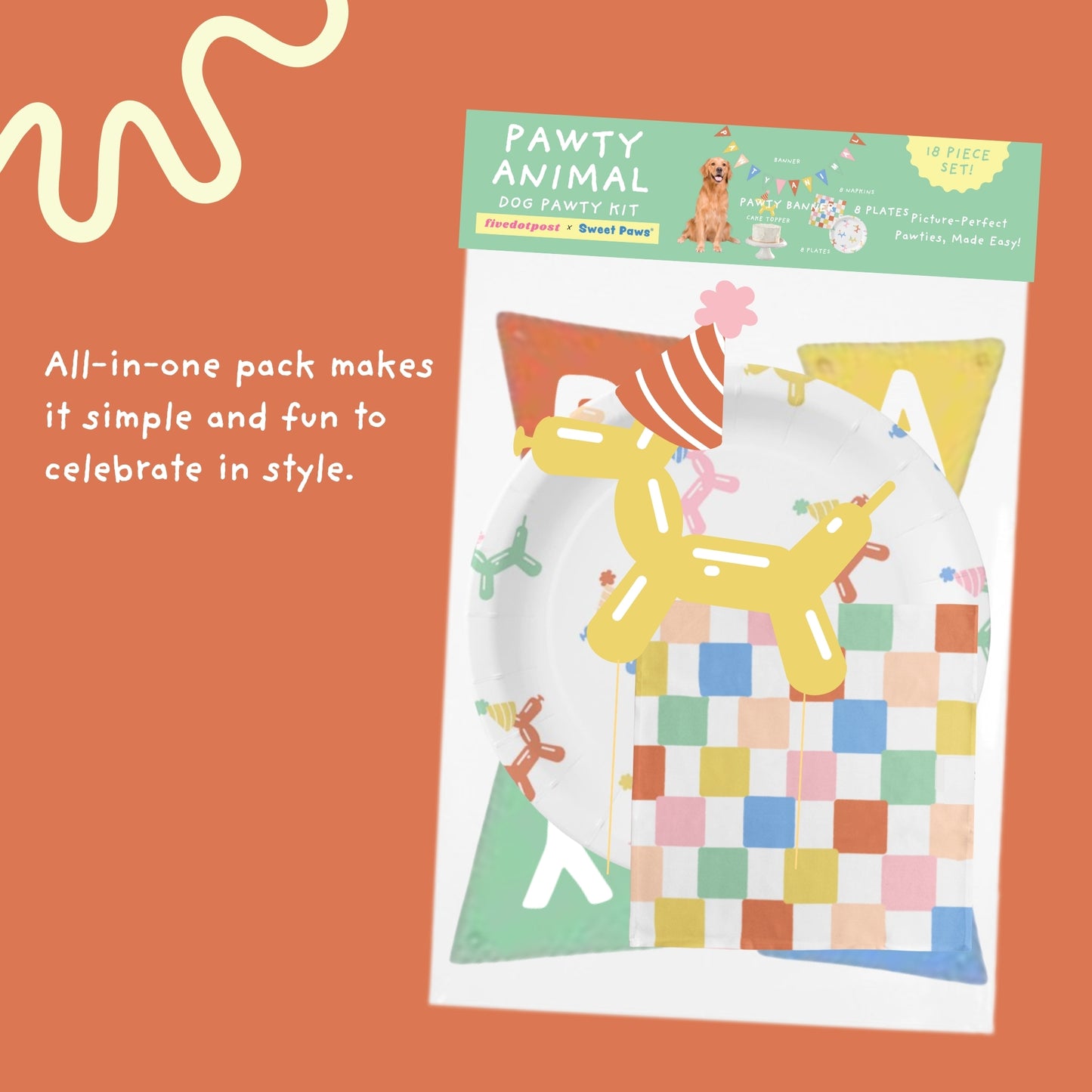Sweet Paws x Five Dot Post "Pawty Animal" DOG Pawty Pack 18 pc set