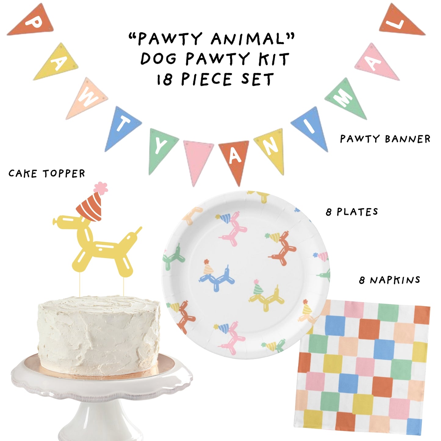 Sweet Paws x Five Dot Post "Pawty Animal" DOG Pawty Pack 18 pc set
