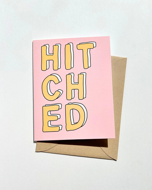 Hitched Cute Engagement Party Card Wedding Card for Couple image 0
