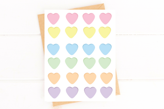 Cute Candy Heart Valentine's Card Just Because Card Anniversary Card Love Card image 0