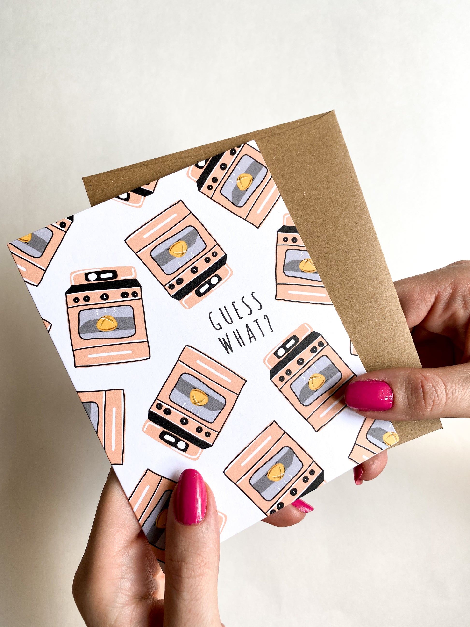 Bun in the Oven Card Pregnancy Announcement Card, Pregnancy Reveal Card image 0