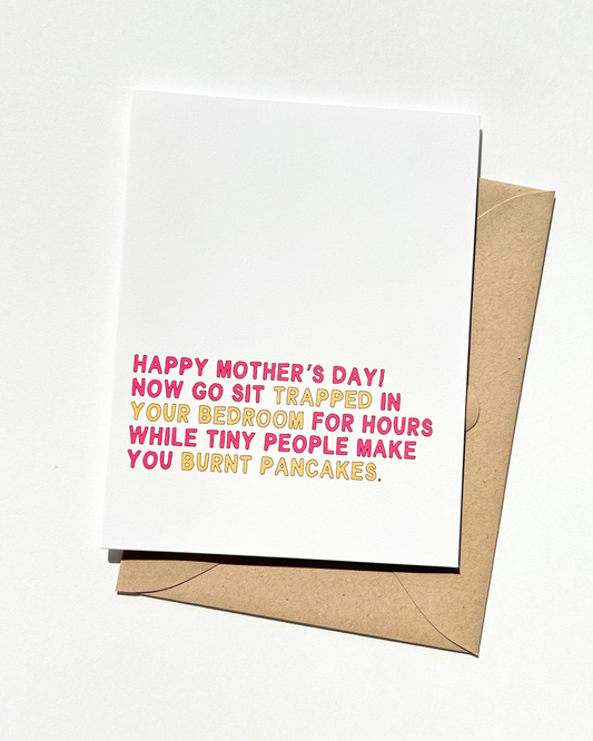 Burnt Pancakes Funny Modern Mother's Day Card image 0