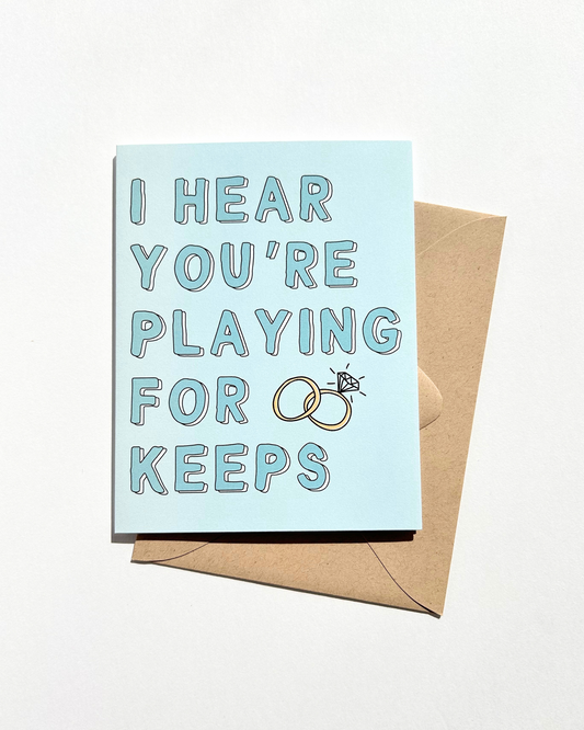 Playing for Keeps Cute Engagement Party Card Wedding image 0