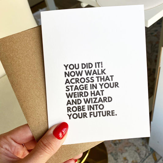 Weird Hat and Wizard Robe Funny Graduation Card image 0