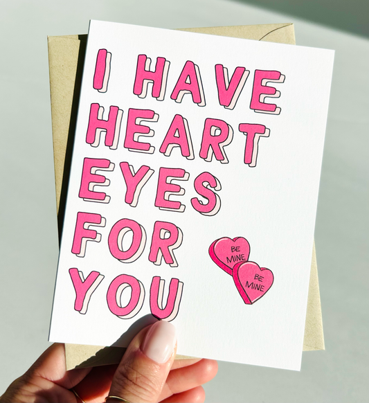 Heart Eyes Valentine's Card Funny Valentines Card Cute Card for Anniversary Card image 0