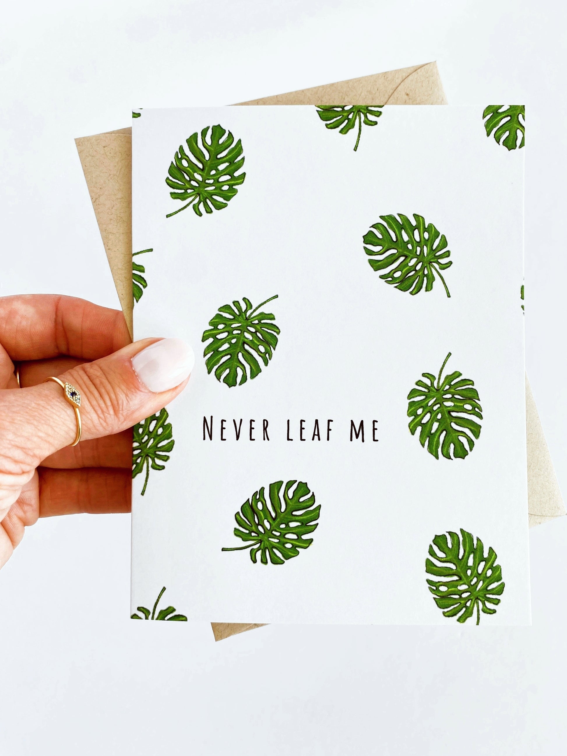 succulent valentines card Never Leaf Me Valentine’s Card – Funny & Cute Monstera Succulent Anniversary Card