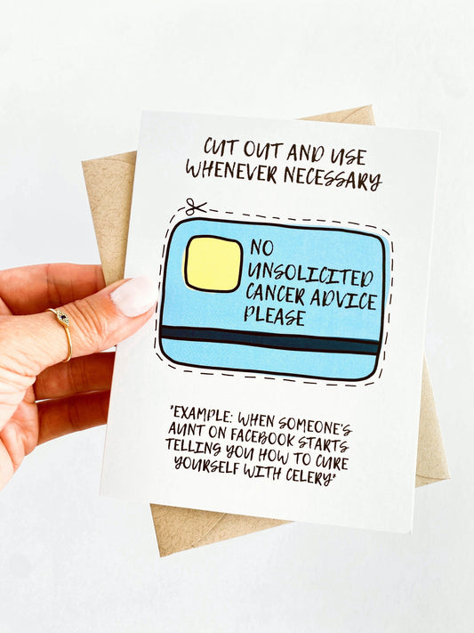 No Unsolicited Cancer Advice Funny Get Well Card image 0