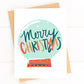 Merry Christmas Snow Globe Card Cute Christmas Card image 1