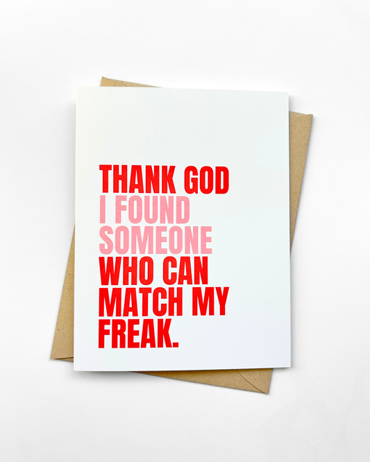 Funny Valentine's Day Card Match My Freak Love Card image 0